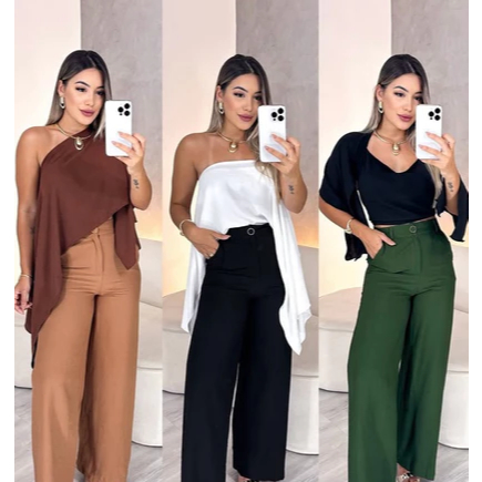 Blusa Feminina Capa Kit Cropped e Top Boho Chic Bata Assimétrica Multiformas Elegante Social