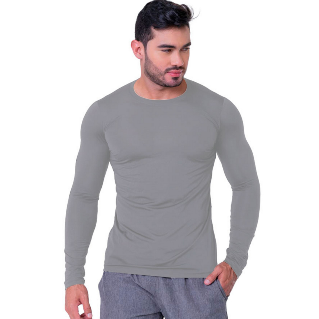 Camiseta Compressão Masculina Manga Longa Proteção Solar UV50+ Térmica Segunda Pele