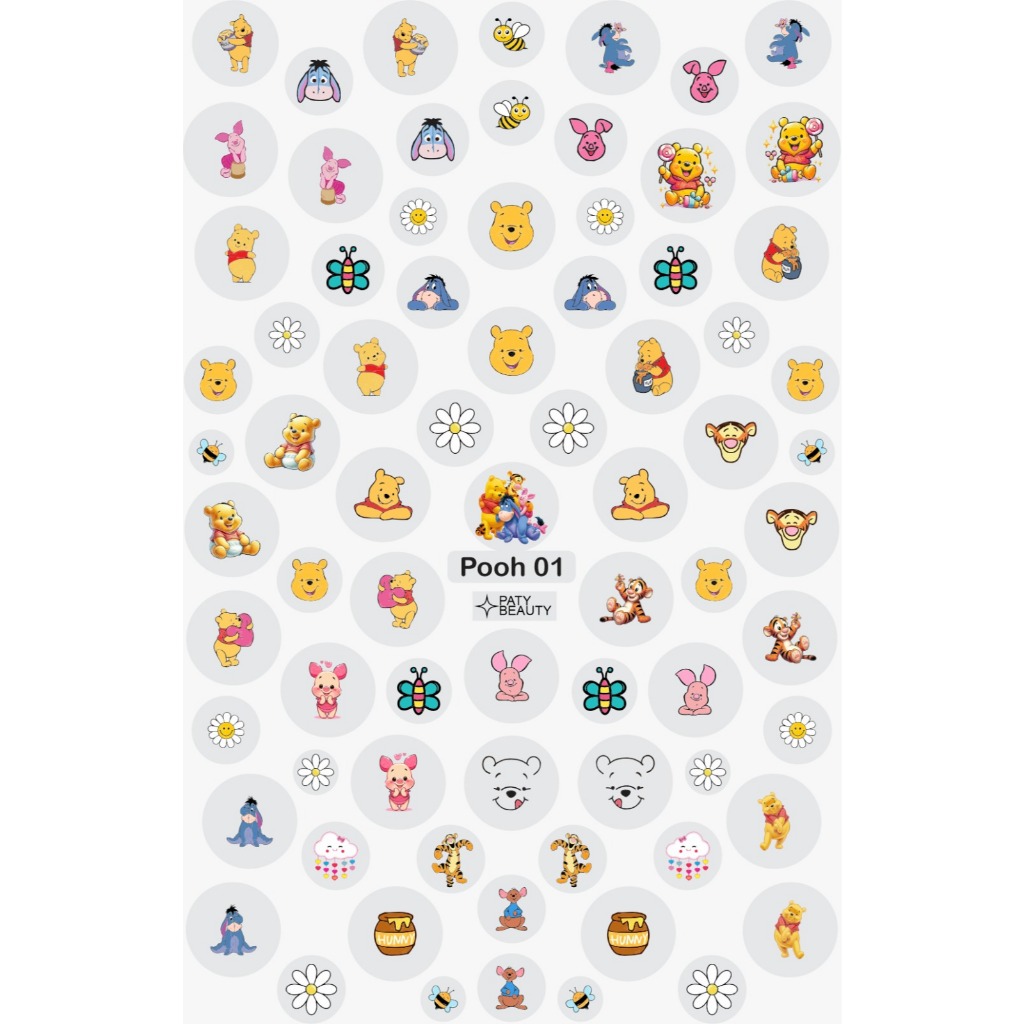 Adesivos De Unhas Infantil Turma Ursinho Pooh Borboleta Tigrao Bisonho Nova Tecnologia HD 3D 10