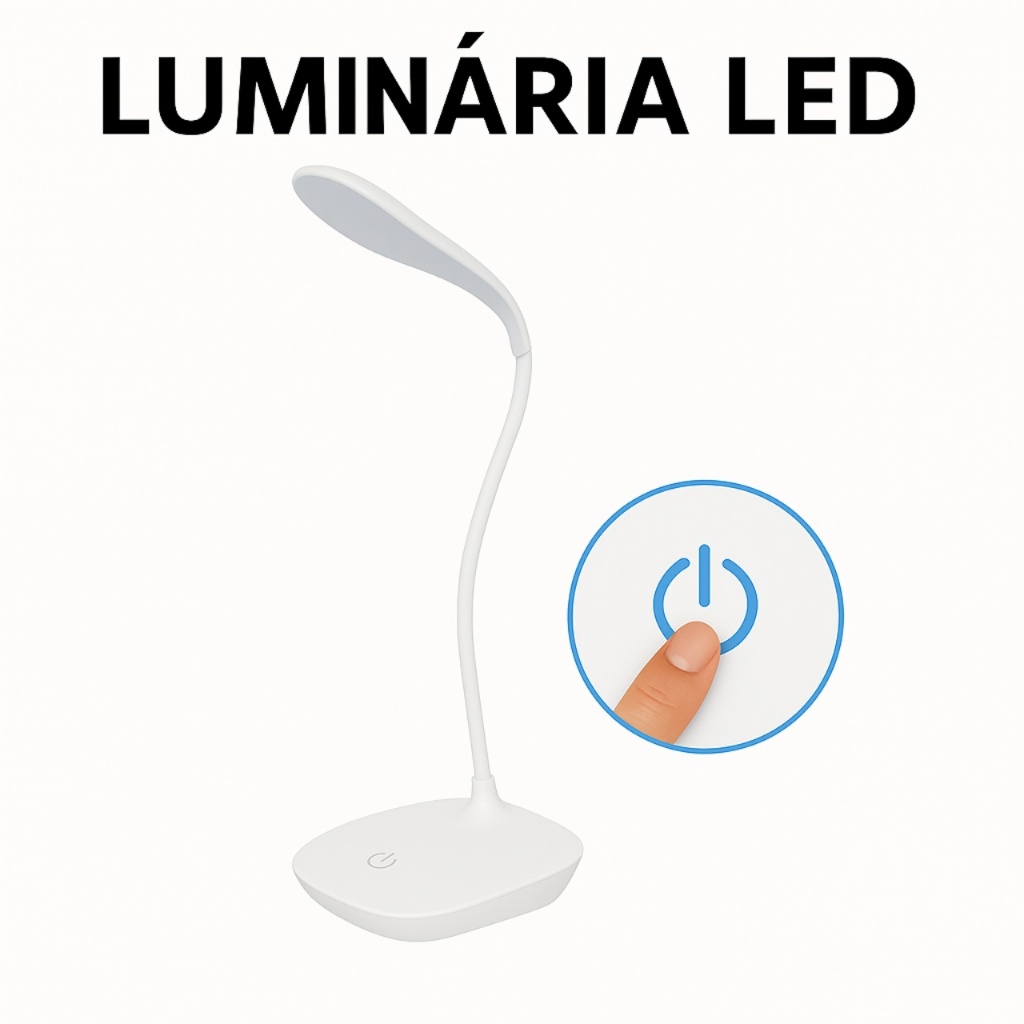 Luminária De Mesa Abajur 14 Led Usb Flexível Recarregável led 3 níveis de intensidade