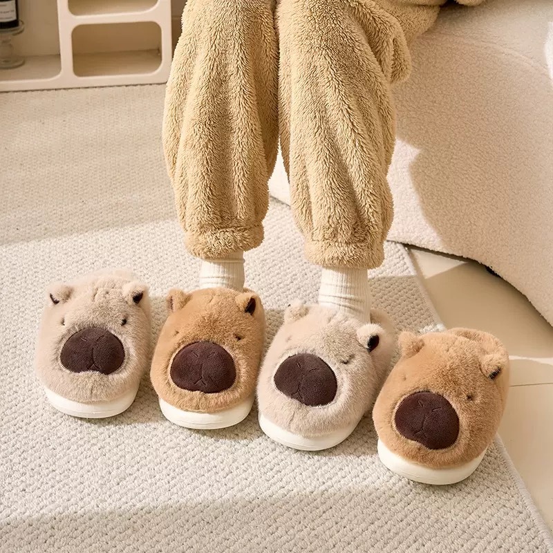 Chinelos Pantufas De Pelúcia De Capivara  Criança , Quentes E Macios De Animais Para Casa em Oferta na Shopee