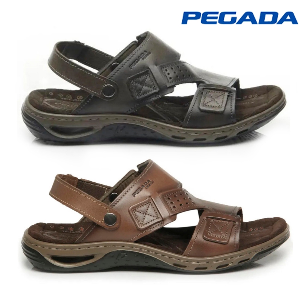 Sandalia Chinelo Masculino Pegada Couro Leve  Tiras Macia Confortável Original em Oferta na Shopee