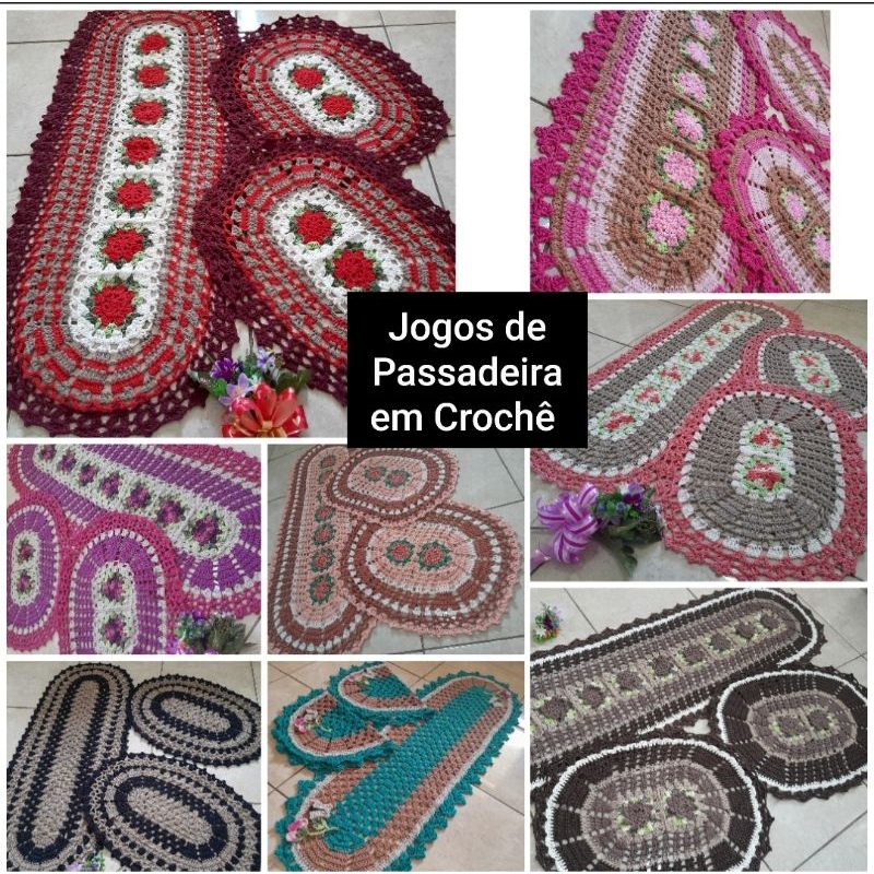 Jogos de passadeira de cozinha em crochê/passadeira em crochê/Tapete crochê