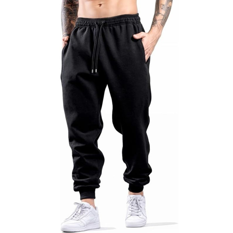 Calça Moletom Masculina Pelúciada Estilo Jogger Com Punho Casual Esportiva Confortável