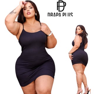 DRAPA PLUS - VESTIDO DE ALCINHA TUBINHO PLUS SIZE em Oferta na Shopee