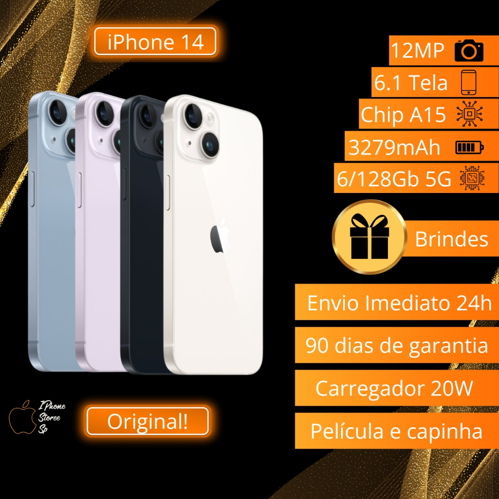 Iphone 14 128GB Semi Novo com Nota Fiscal Garantia e Envio Imediato