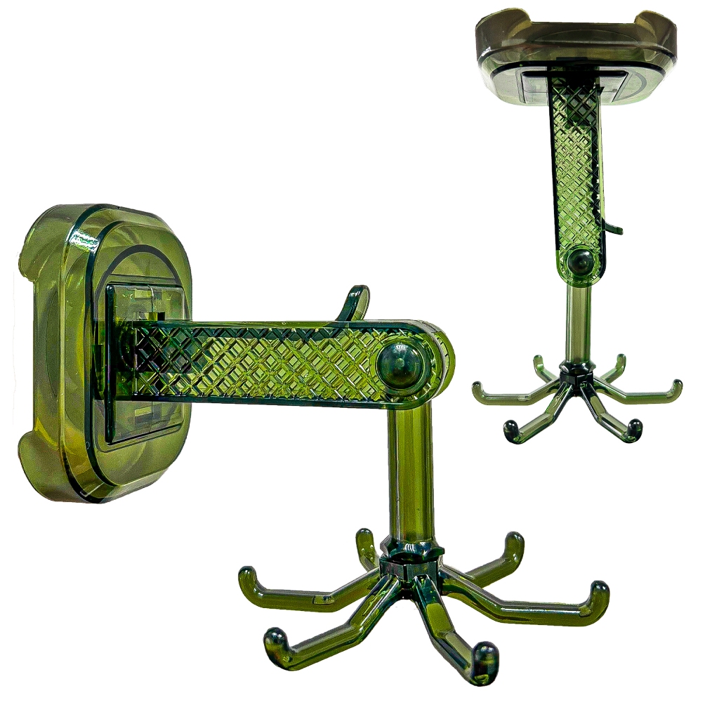 Suporte Multiuso  Para Utensílios Cozinha Banheiro Auto Colante 6 Ganchos Giratórios Acrílico 15cm