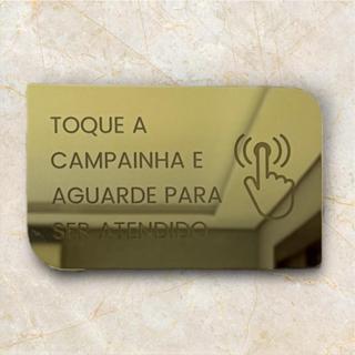 Placa Em Acrilico Espelhado Toque A Campainha identificação cliente loja salão apartamento comercio em Oferta na Shopee