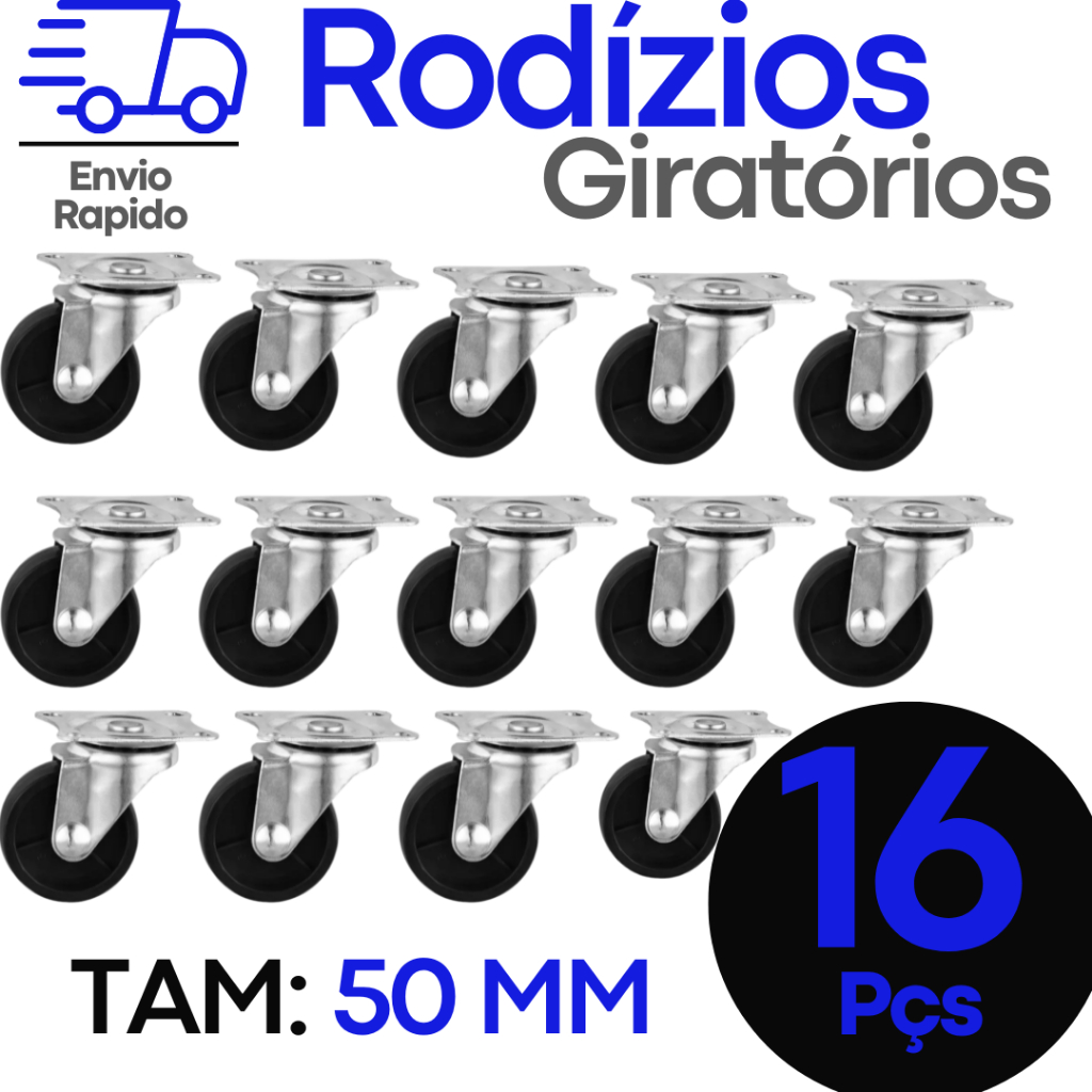 Kit 8 Rodizios Giratorios 2" Para Móveis, Pallet, Sofas, Geladeira e Frezzer Suporta Grandes Cargas