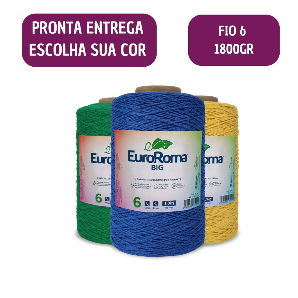 Barbante EuroRoma Big Cone Colorido Nr 6 1830m 1,8Kg - Cores - Tricô / Crochê em Oferta na Shopee