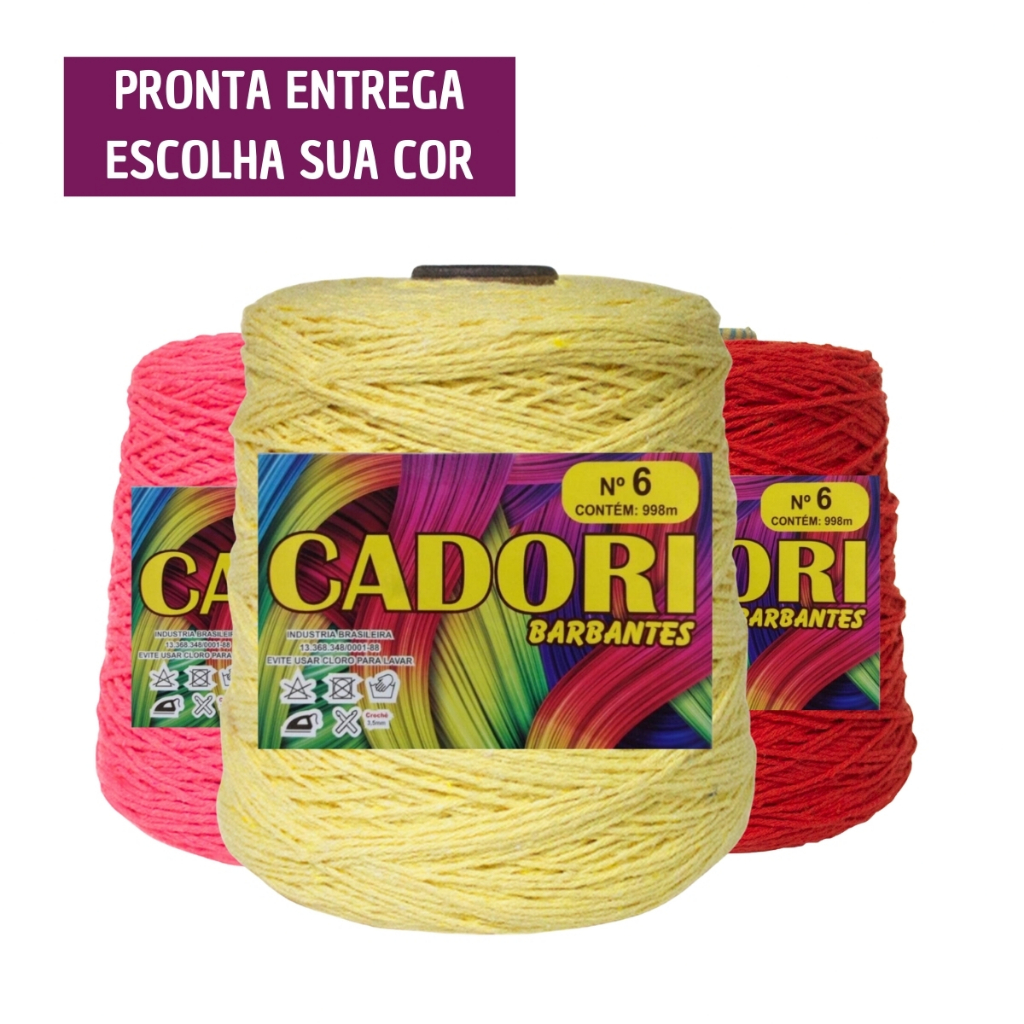 Barbante Cadori Fio 6 600g 610m Extra Macio - Várias Cores - Crochê e Tricô em Oferta na Shopee