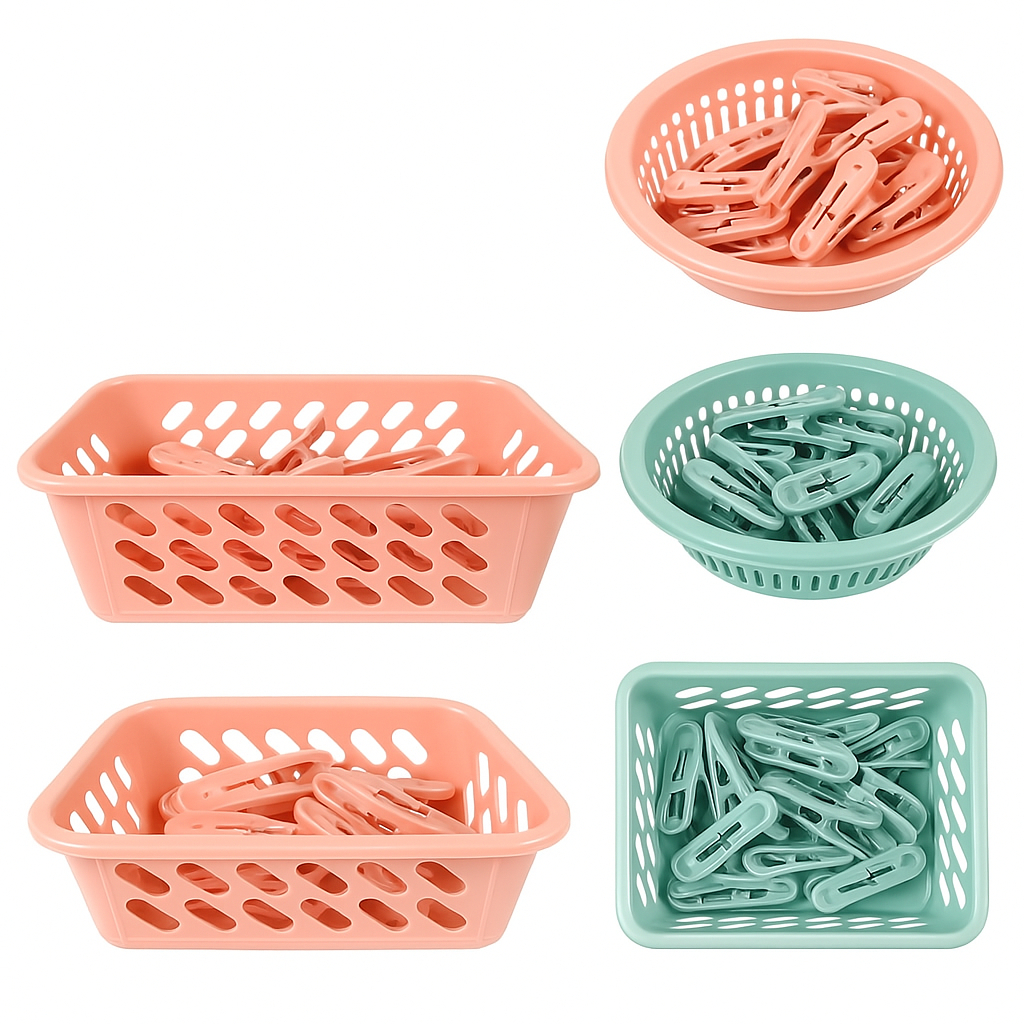 Cesto + kit 24 prendedores pregador Organiza Prendedor de Roupas Lavanderia em Oferta na Shopee