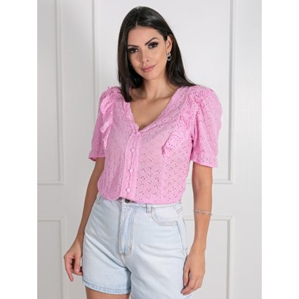 Camiseta Laise com Babados 6326 em Oferta na Shopee