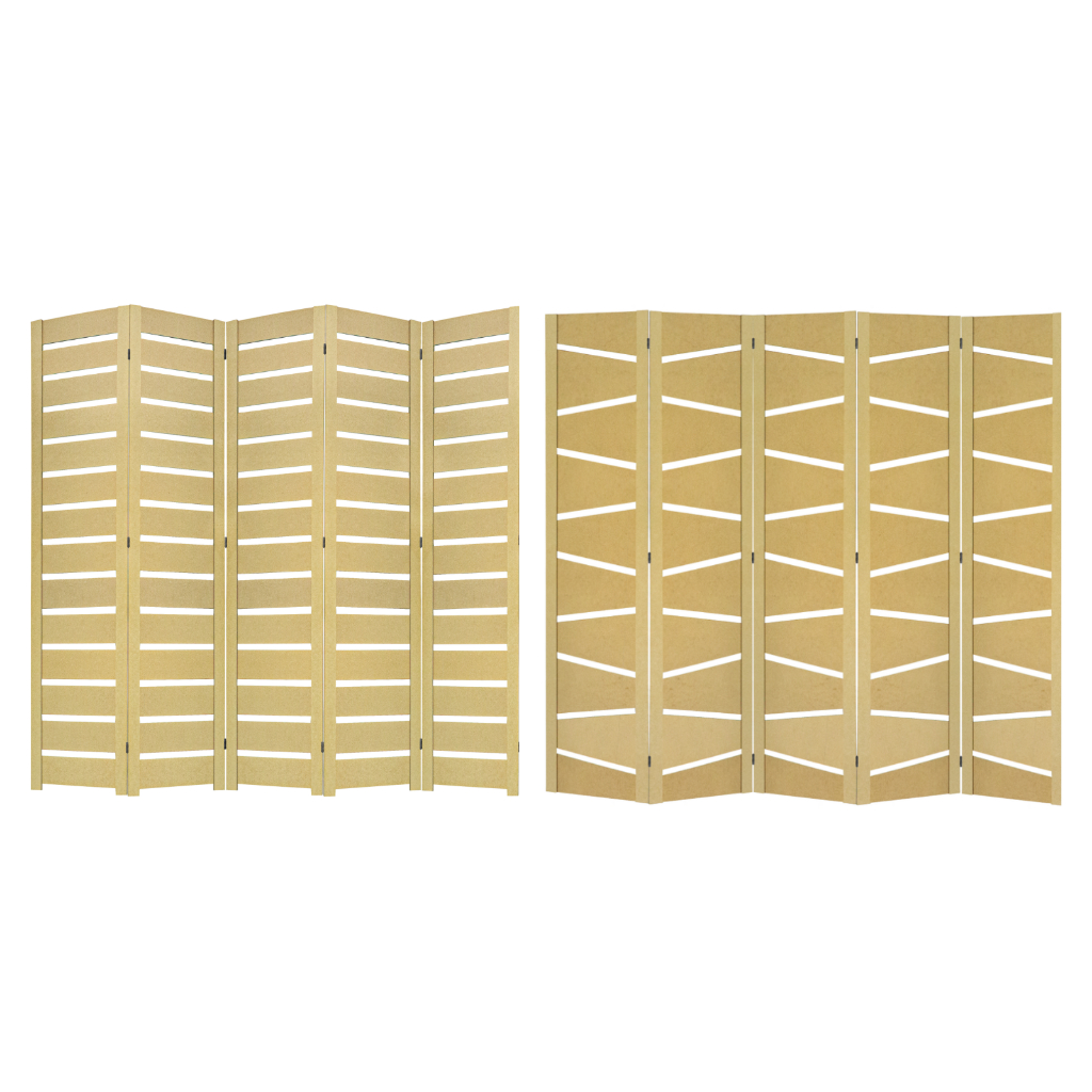5 Biombo Slim Folha Divisor Sanfonado Divisória Painel Separador De Ambiente Madeira Mdf Cru