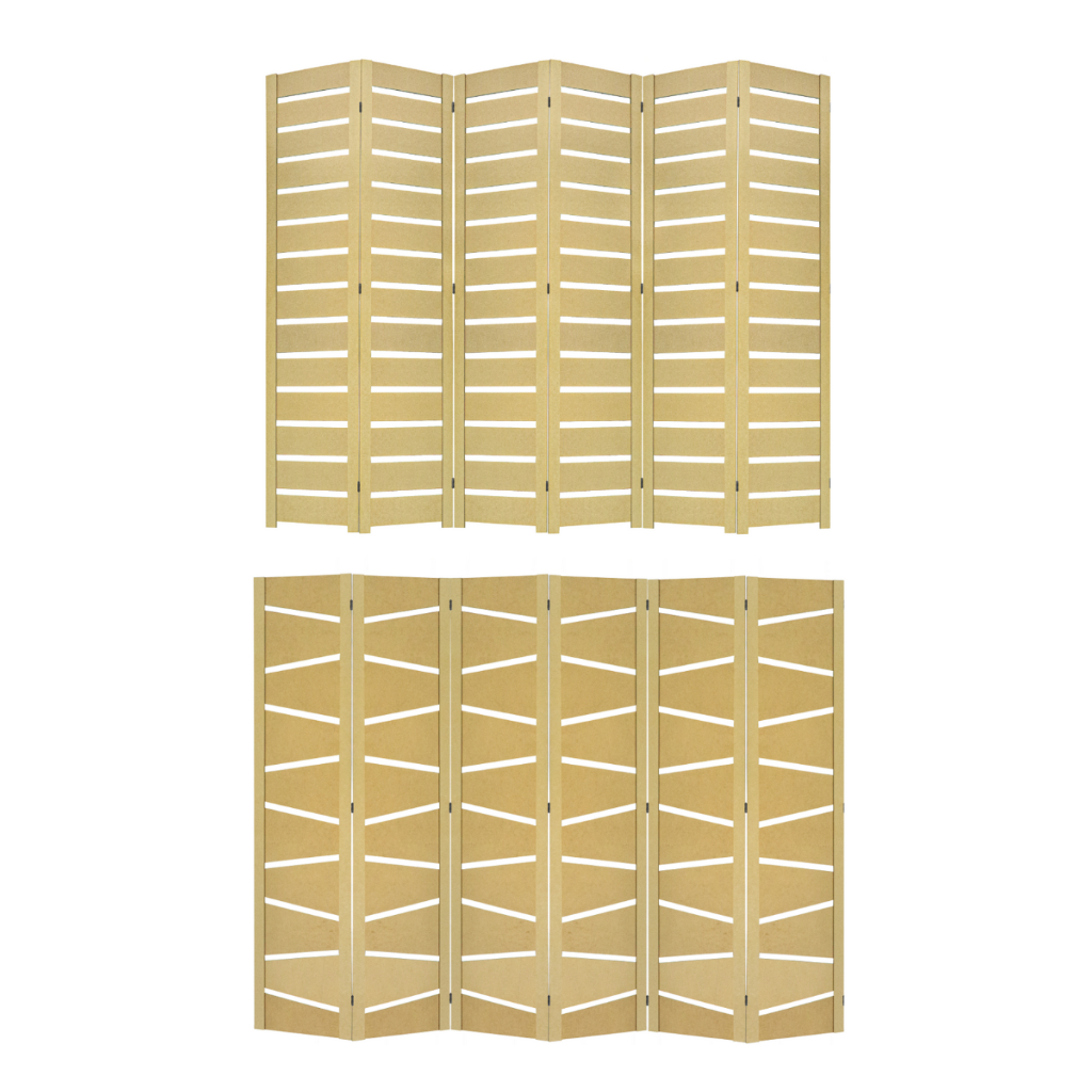 6 Biombo Slim Folha Divisor Divisória Painel Separador De Ambiente  Sanfonado Madeira Mdf Cru