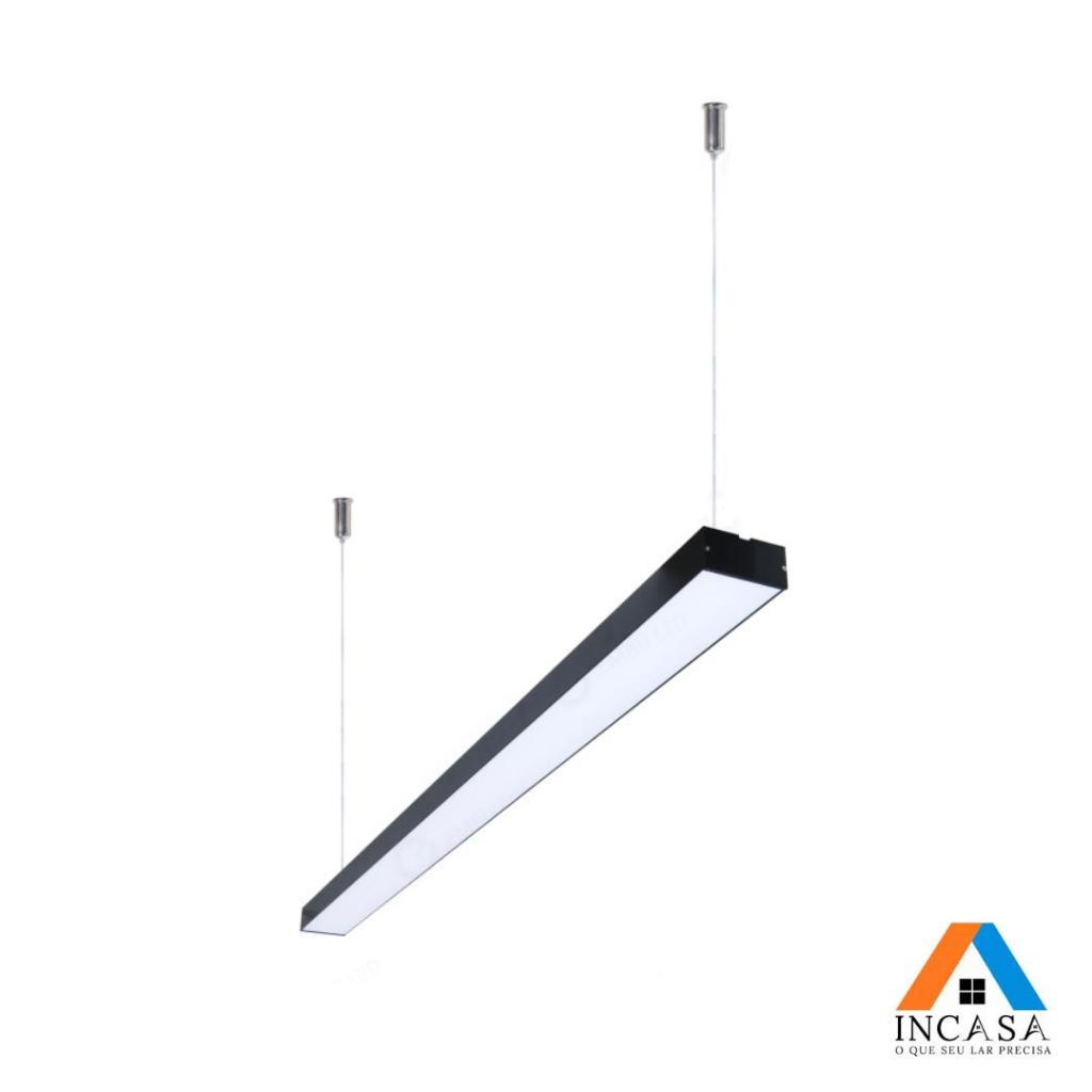 Luminária Pendente Linear Retangular Led Integrado 45w 3000k/4000k/6500k PT/BR Bivolt