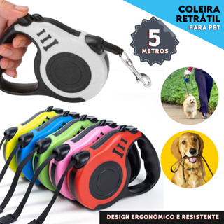 Coleira Retrátil Pet com Trava Segura | Liberdade e Controle em 5m Ideal para Passeios com Cães - NY em Oferta na Shopee