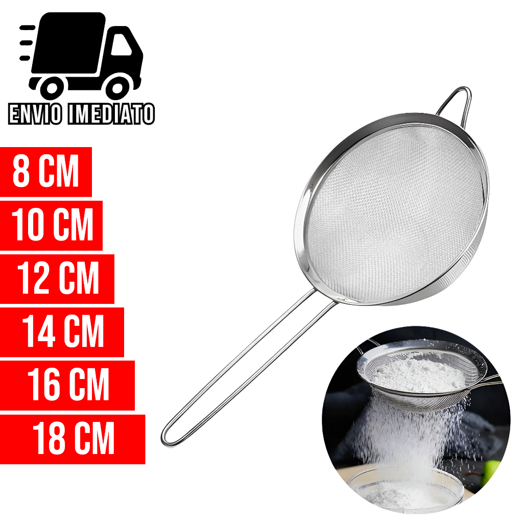 Peneira de Aço Inoxidável Coador para Cozinha Peneiras Massas 6 Tamanhos em Oferta na Shopee