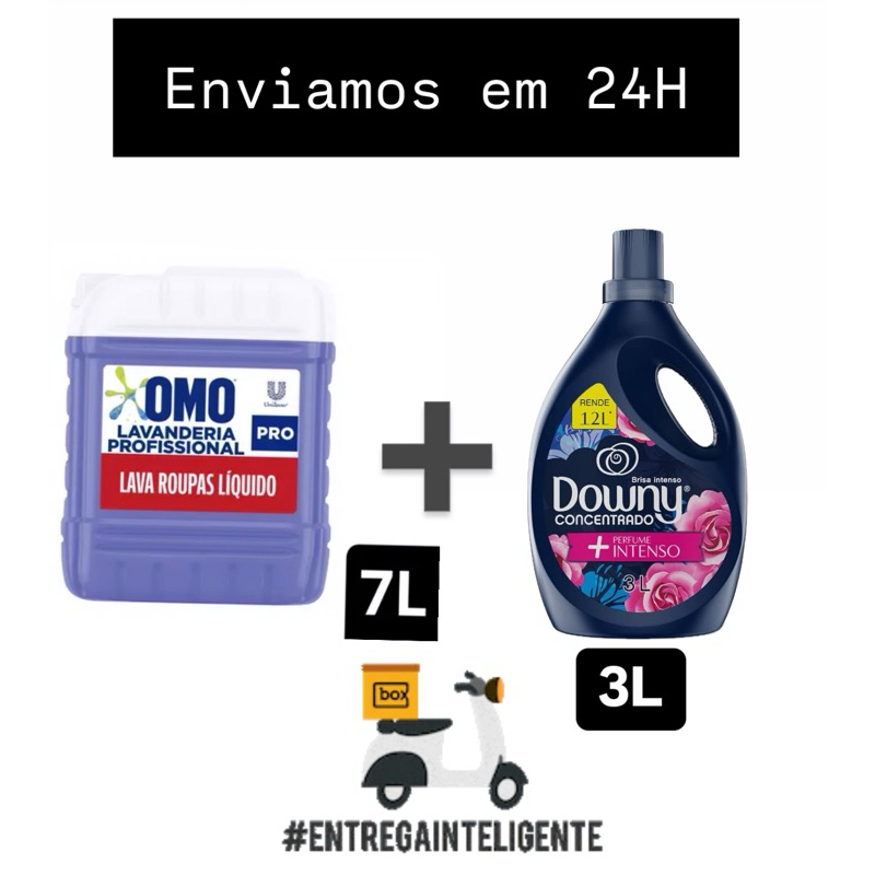 kit Omo lava roupa sabao 7L líquido Amaciante Downy fragrancias  3L
