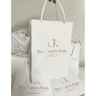 100 Sacolas de Papel Personalizadas 14,5x21,5x5,5 em Oferta na Shopee