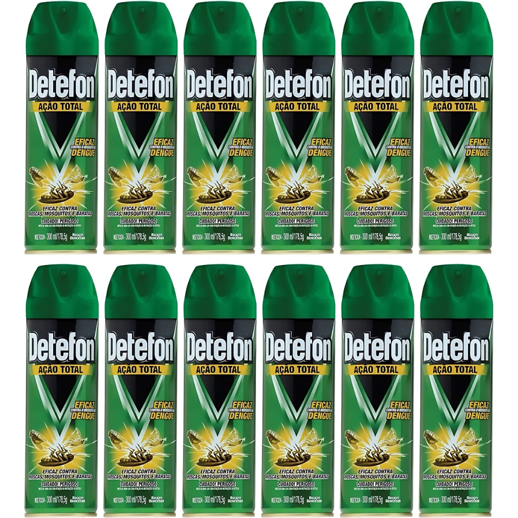 Multi Inseticida Ação Total Detefon Frasco 178,5g 300ml 12un Atacado