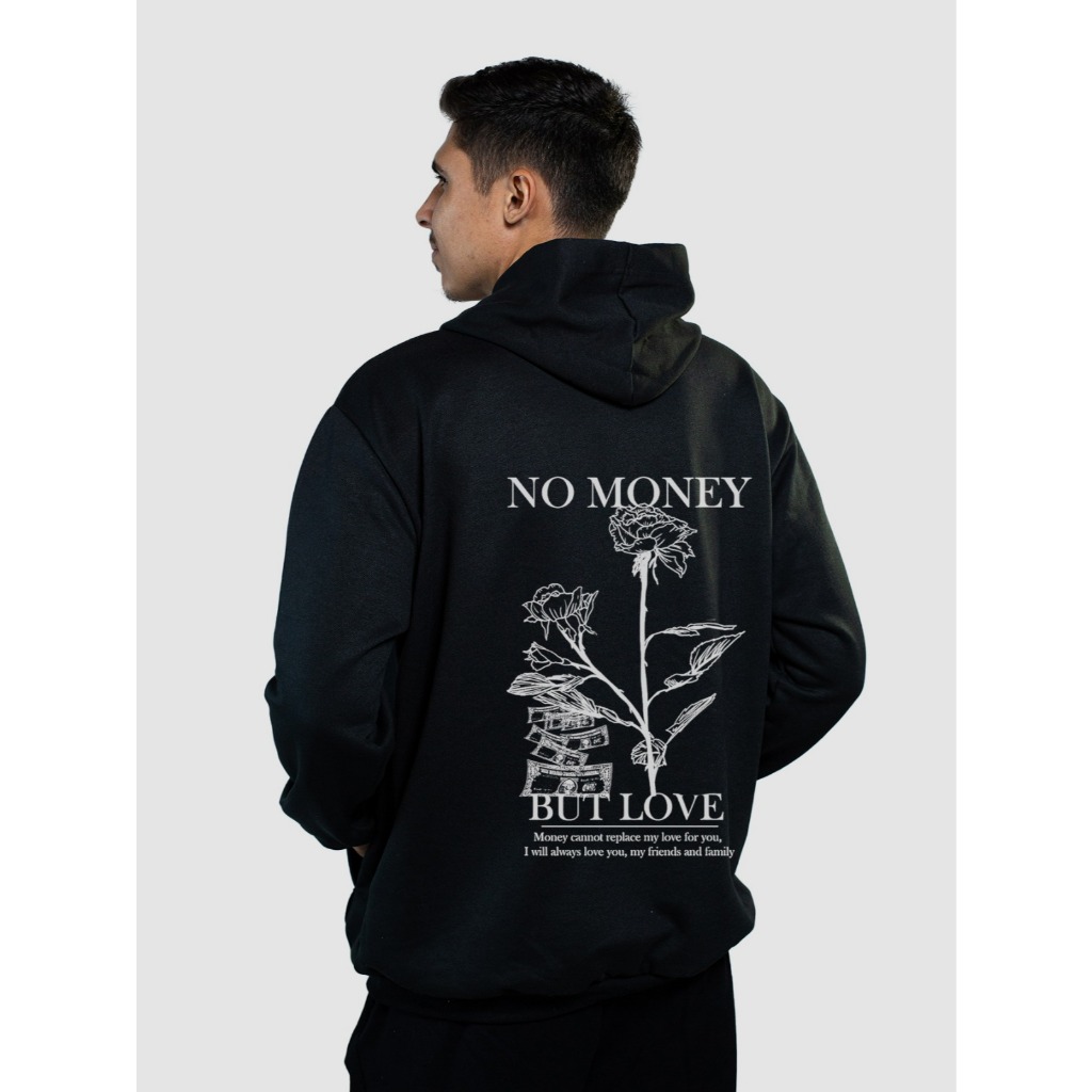 Moletom Canguru No Money But Love Capuz e Bolso Flanelado Unissex Masculino Feminino Blusa De Frio