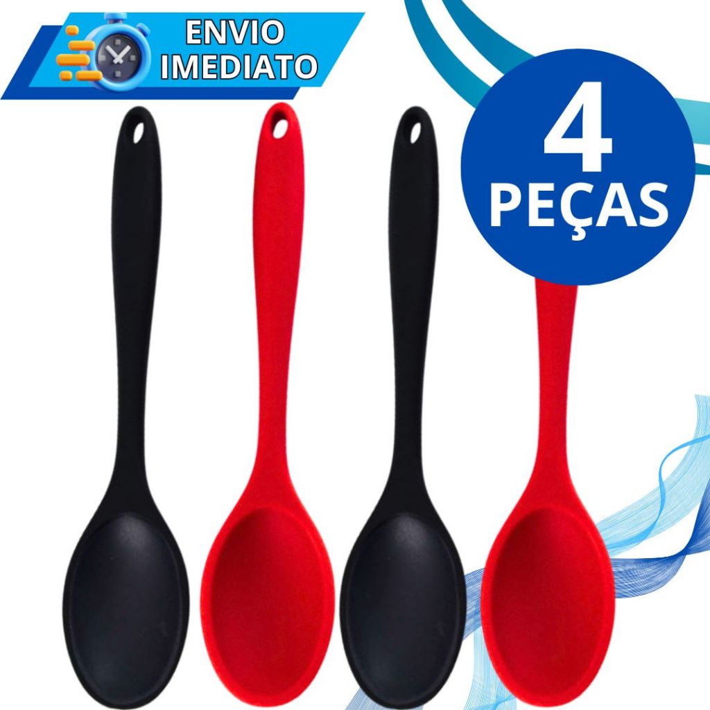 KIT 4 Colher de Arroz em Silicone GRANDE para Casa Cozinha Restaurante Buffet Restaurante Doceria Resistente 27cm