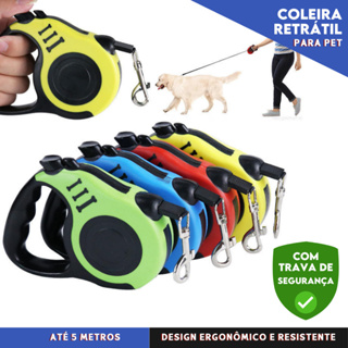 Coleira Pet Guia Retrátil 5 Metros Com Trava Resistente e Segura Para cães e Gatos - BC em Oferta na Shopee