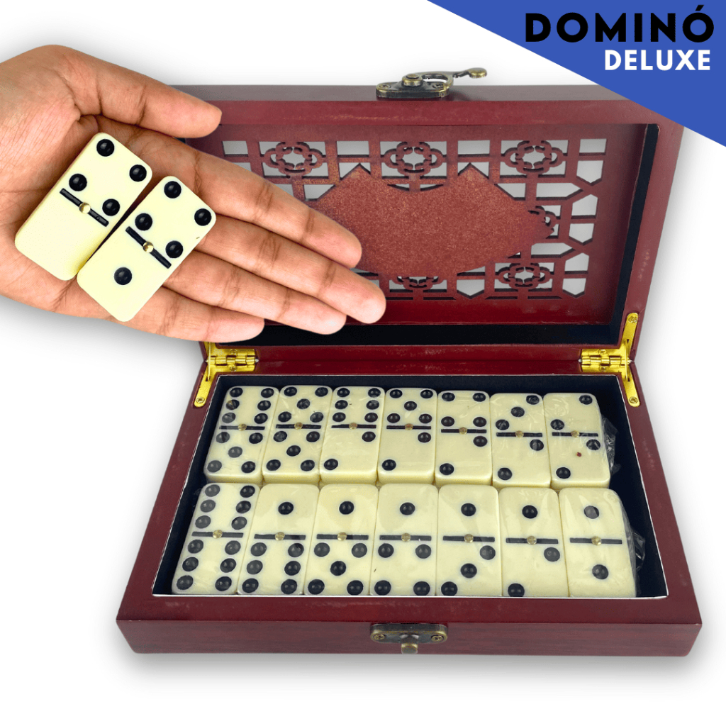 Jogo Dominó Profissional 28 Peças Osso Estojo Maleta Luxo Caixa Madeira Família Presente Churrascos