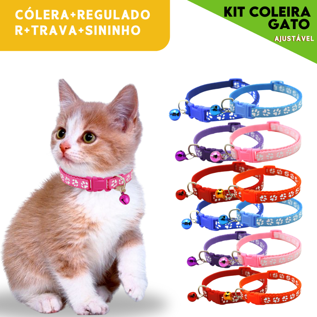 Kit Coleira para Pets com Trava de Segurança e Sininho – Ajustável e Confortável - MN