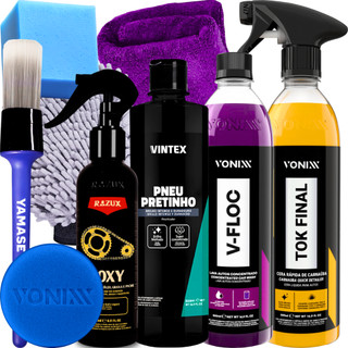 Kit Produto para Lavar Moto Cera Shampoo Desengraxante Pretinho Limpador de Corrente Vonixx em Oferta na Shopee
