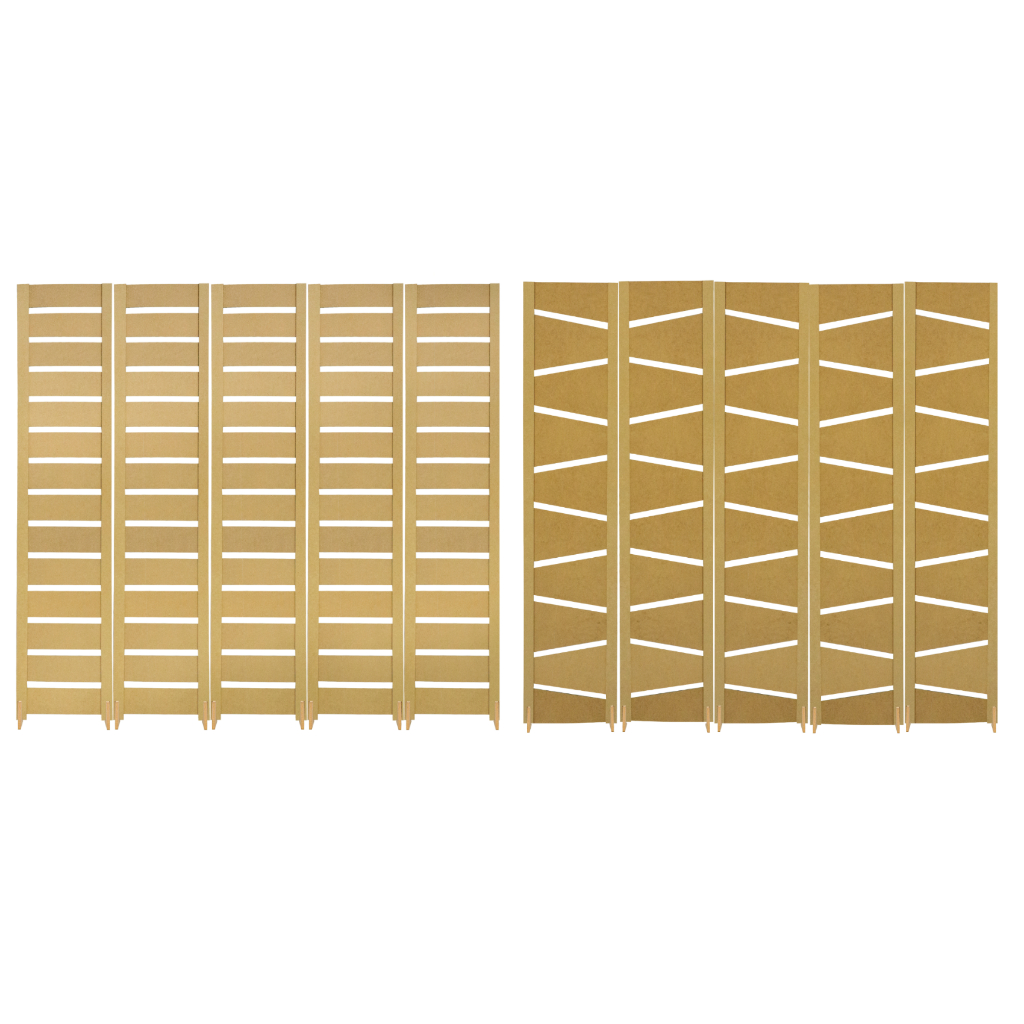 5 Biombo Slim Com Base Pé Divisor Folha Painel Divisória Separador De Ambiente Madeira Mdf Cru
