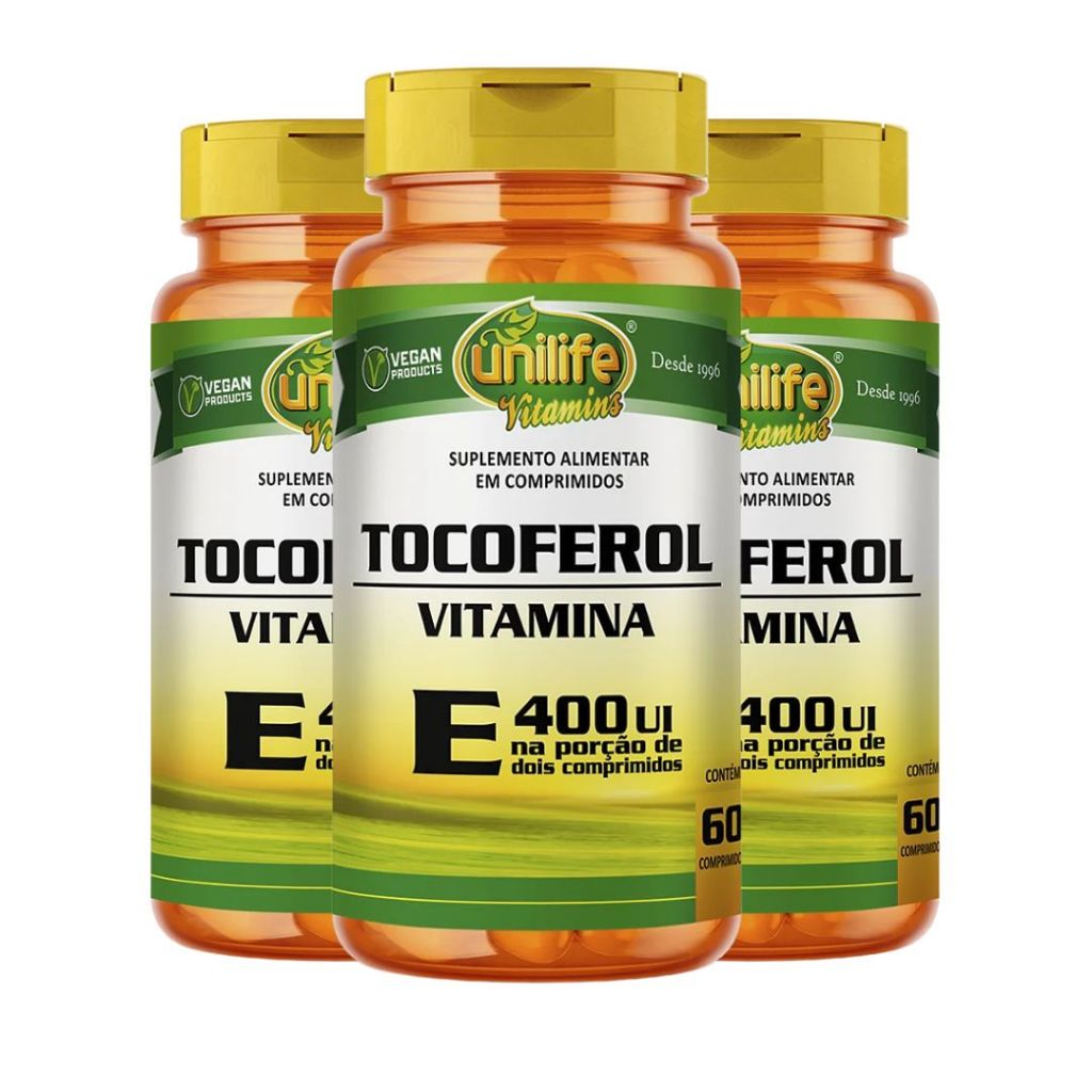 KIT C/3 Vitamina E Tocoferol 60 Cps 1000mg 400 Ui Unilife