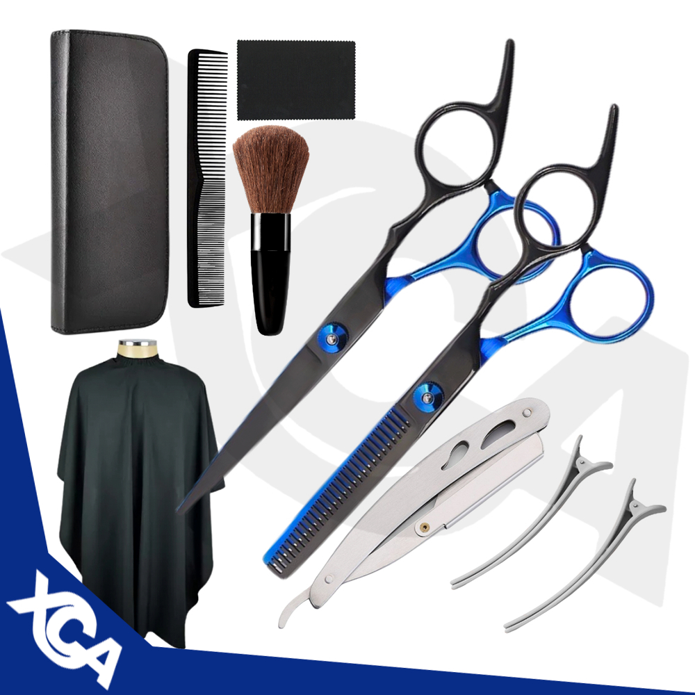 Kit Tesoura Barbeiro Navalha Profissional Fio Desfiladeiro Cabelo Pente Cabelereiro