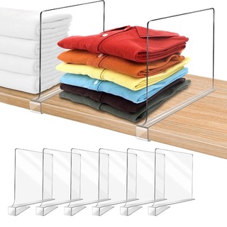 2 /4 /6 /8 /12pcs Divisória Acrílica Transparente para Roupeiros
