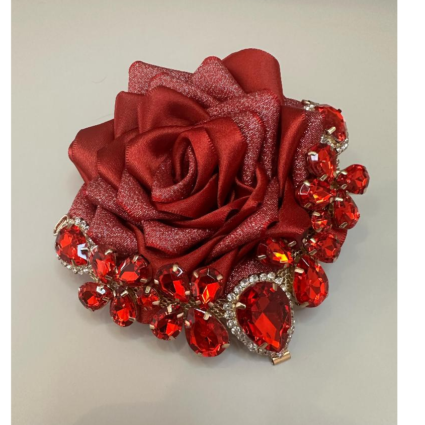 Rosa de cabelo luxo com presilha / Acessório de Pomba Gira, Malandra e Cigana - Umbanda e Candomblé