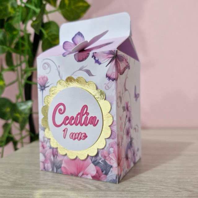 Kit Caixa Milk Jardim das Borboletas Jardim Encantado Personalizada com Nome e Idade - Pegue e Monte