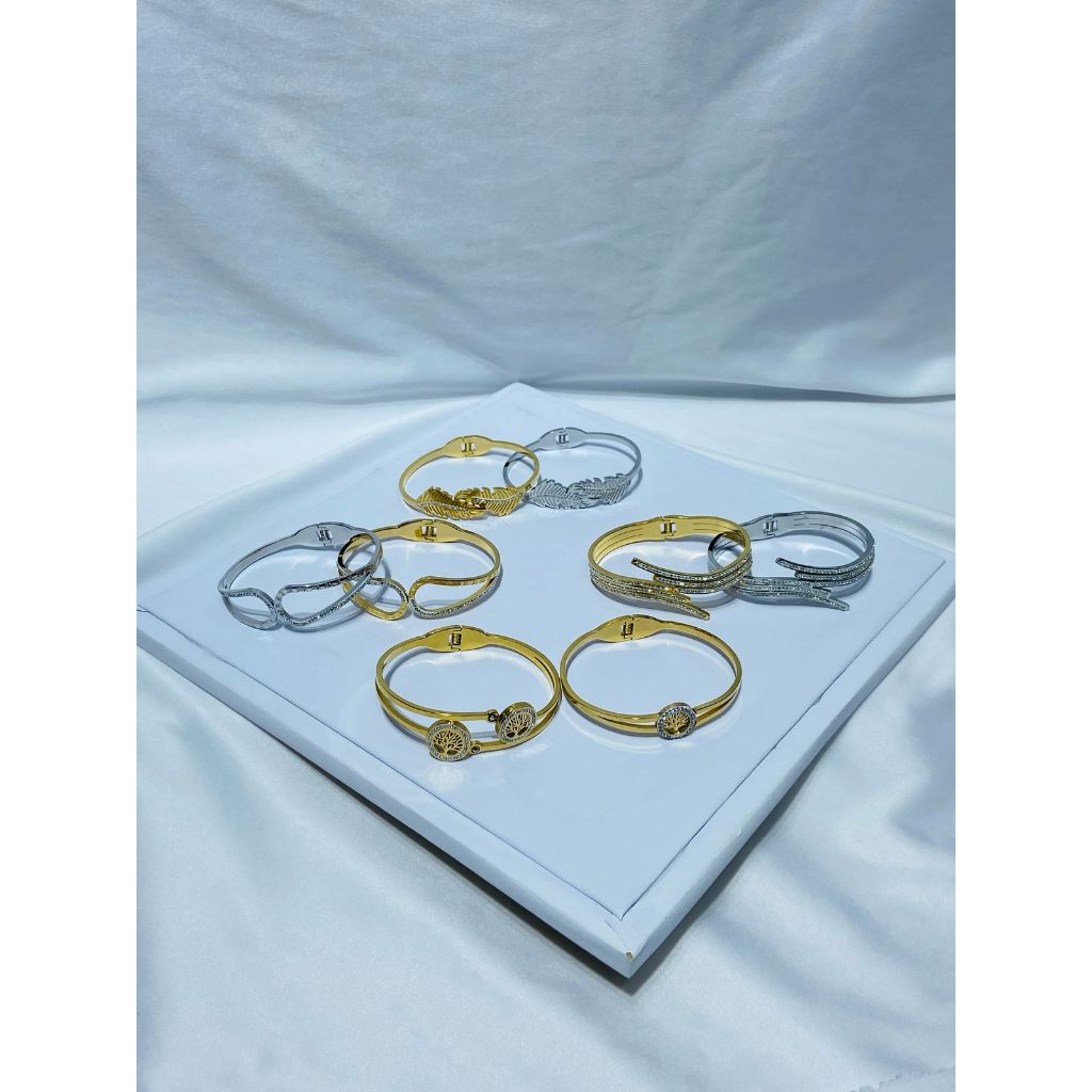 BRACELETE AÇO INOX DOURADO E PRATA