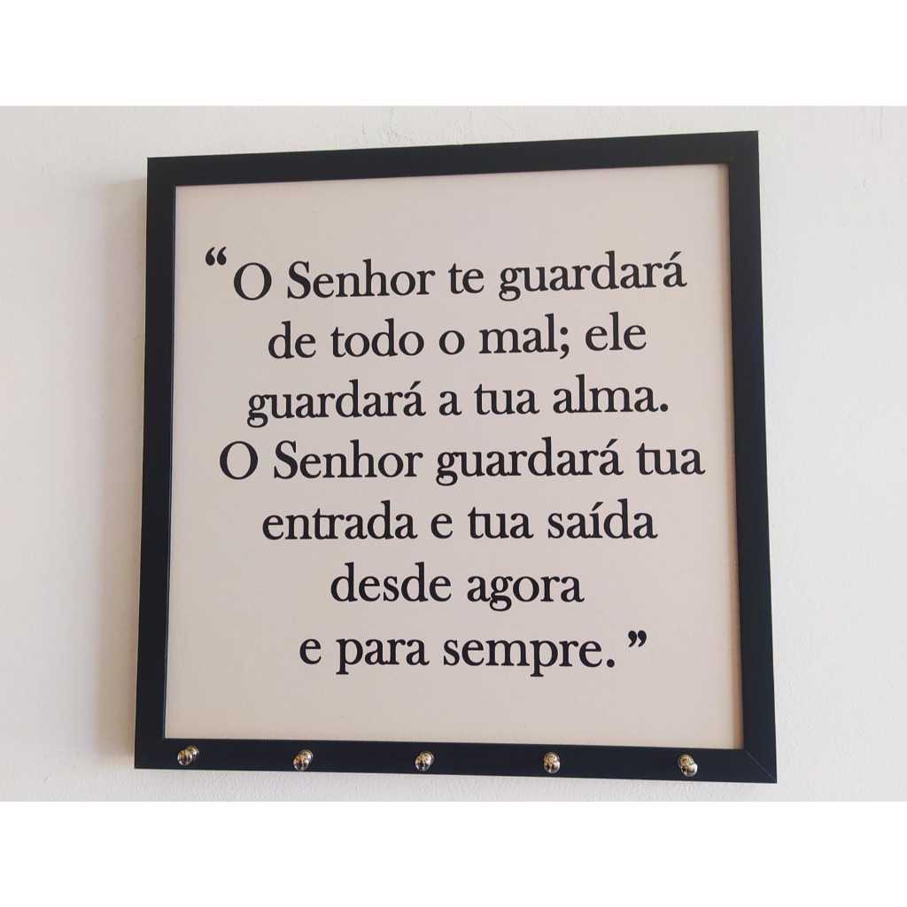 Quadro cobre caixa de luz com porta chaves moldura 43x43 O senhor te guardará de todo mal sala/quarto/decoração