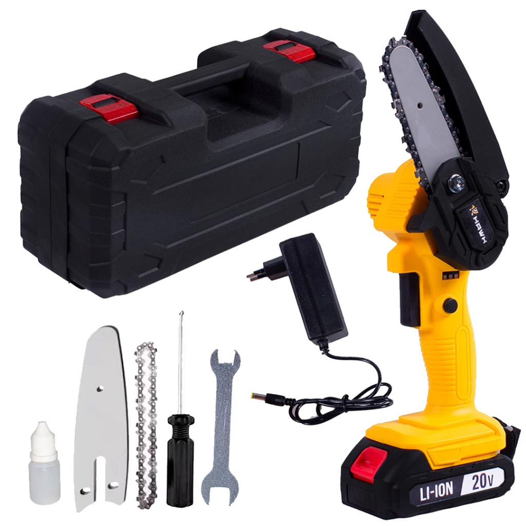 Motosserra Elétrica Sem Fio Bateria 20V Mini Motoserra 550W 10CM HW5010 Hawk em Oferta na Shopee