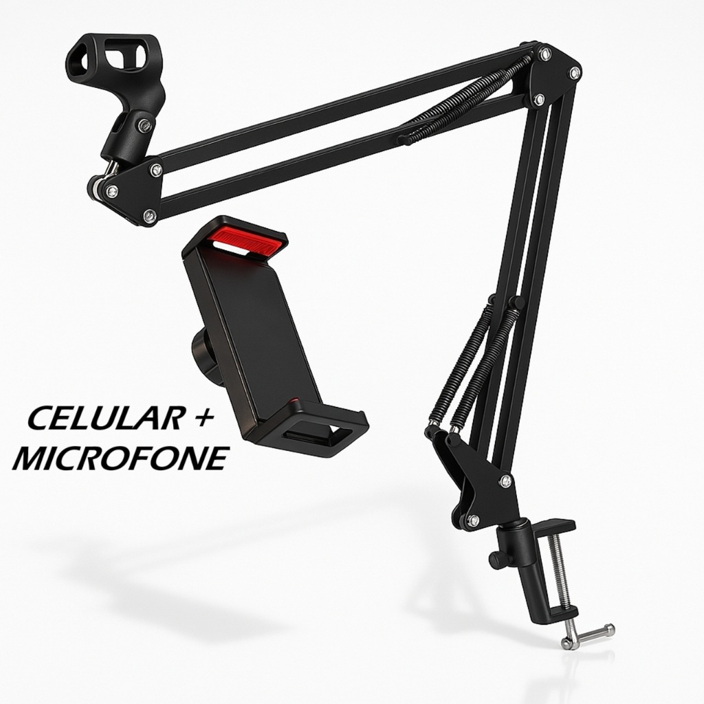 Braço Articulado de Mesa para Microfones e Celular Suporte Ajustável para Estúdio e Gravação em Oferta na Shopee