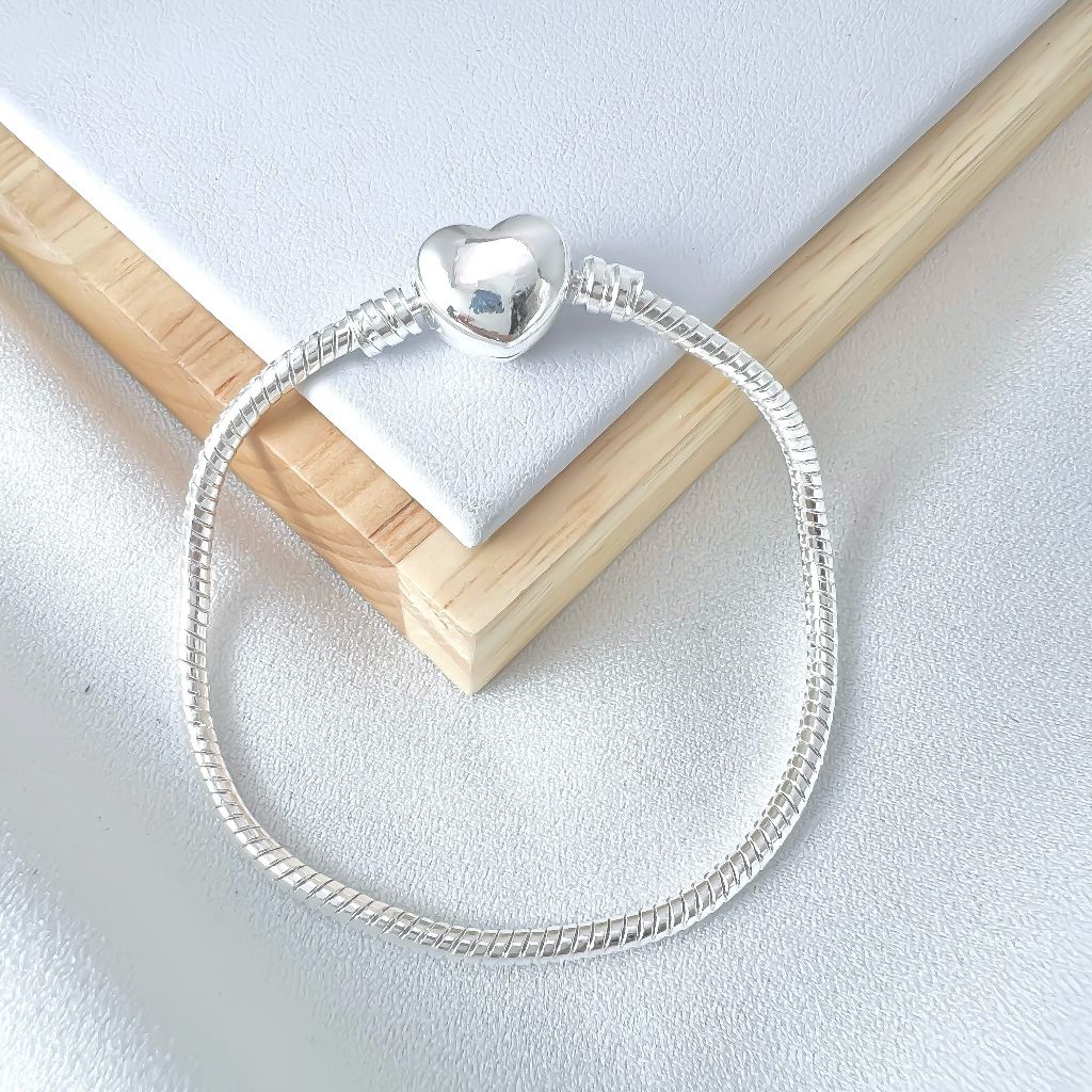 Pulseira para berloques Coração a prata 925 feminina para charms berloqueira pulseira de pingentes em Oferta na Shopee