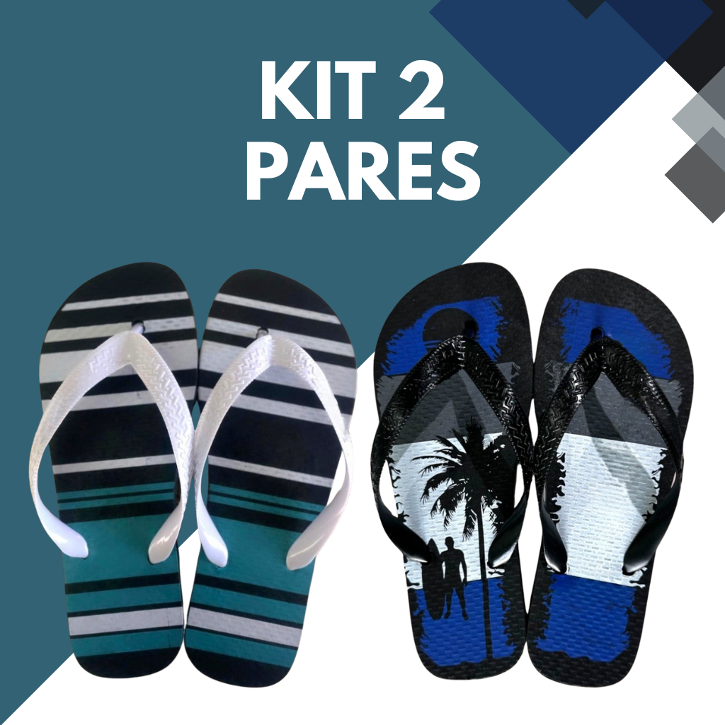 Kit 2 Chinelo Adulto Masculino Confortável Macio Sandália de dedo Primeira Linha Antiderrapante