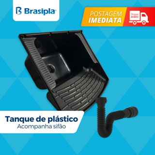 Tanque Plástico Preto 28 Litros Lavar Roupa + Sifão em Oferta na Shopee