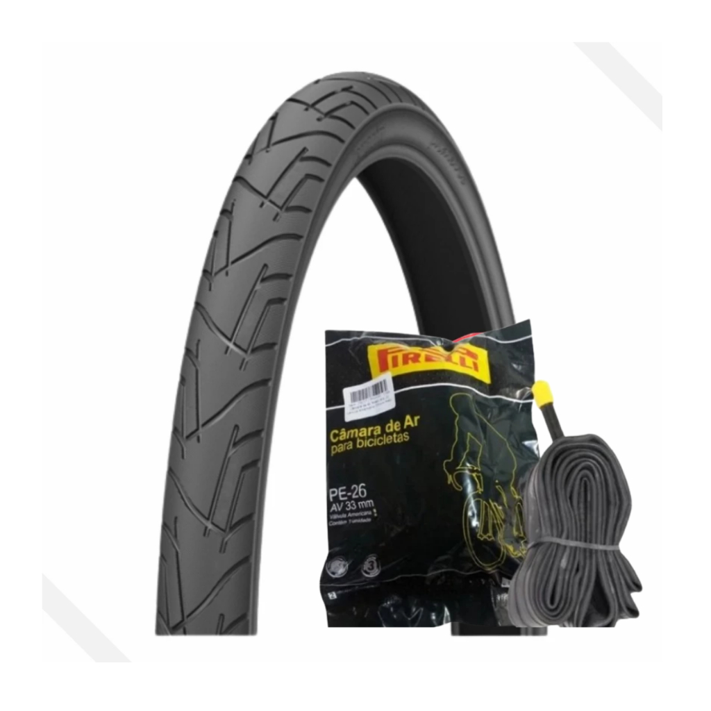 Kit 1 Pneu aro 26 x 1.95 Bike Praieiro Levorin + 1 Camaras 26x1.95 Pirelli
