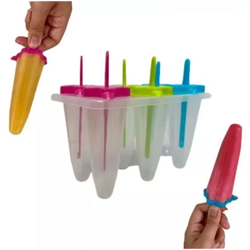 Kit Forma Para Picolé Com 6 Furos Picolés formato de Cone