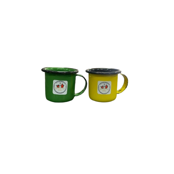 Caneca Esmaltada 70 ml Amarela Ou Verde Para Pinga Ou Licor