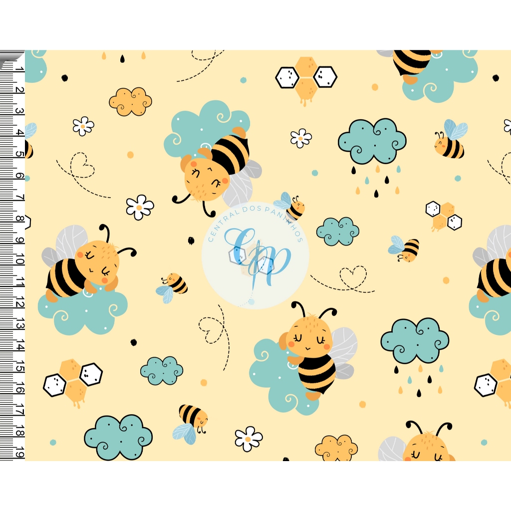 Sintético Doll Estampado - Animal - Abelha - 0,50 x 1,38 em Oferta na Shopee