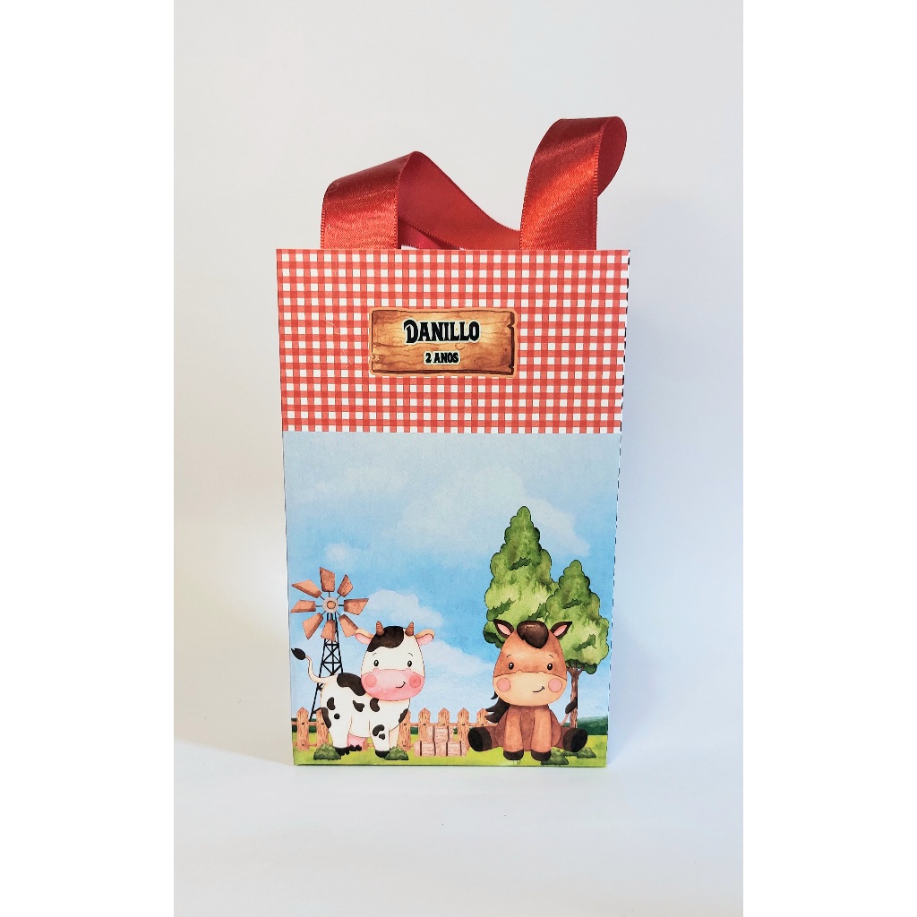 Sacolinha personalizada Fazendinha tam P | fazendinha vermelha | Sacolinha fazendinha | Lembrancinha fazendinhaa