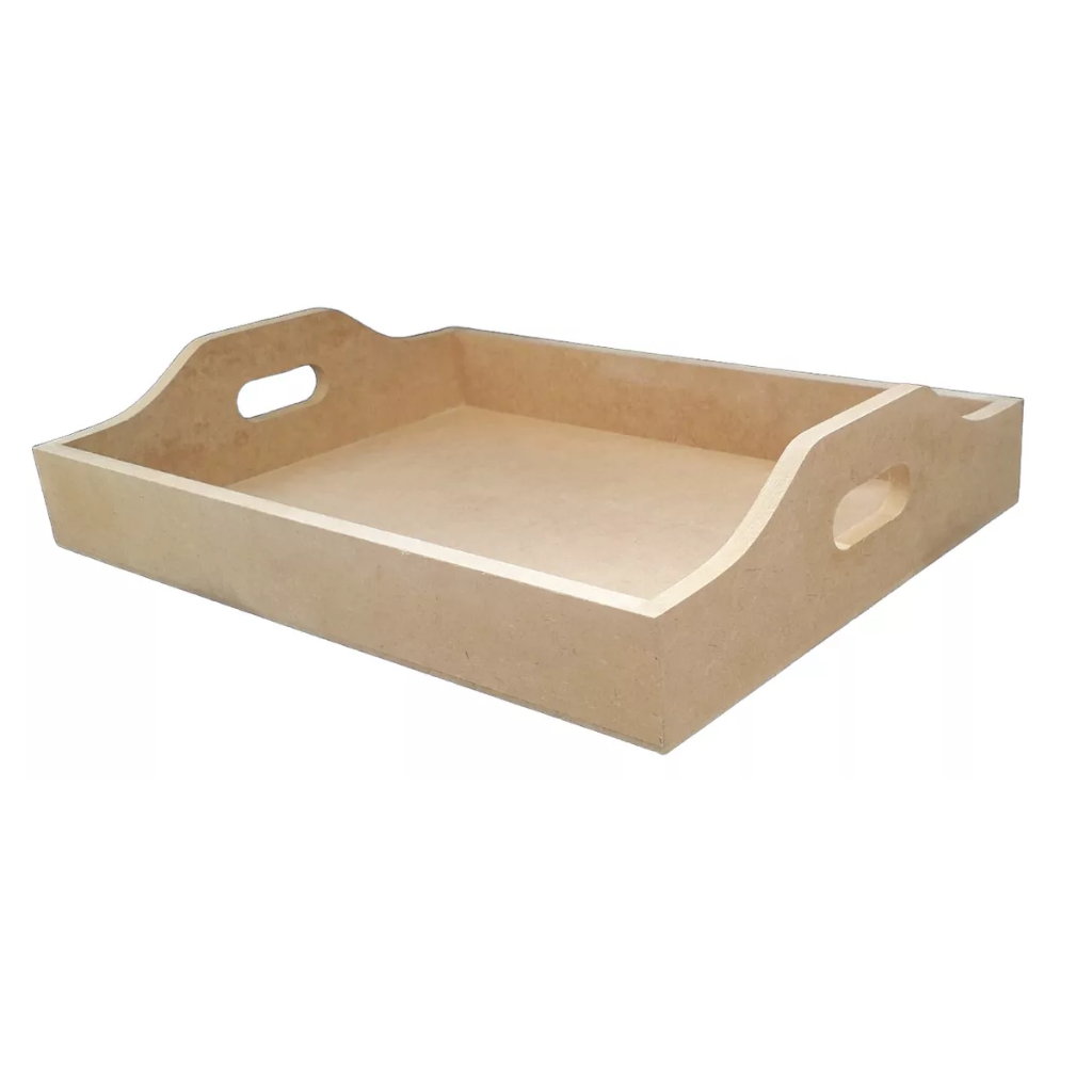 Bandeja Retangular Com Alça Para Café Da Manhã Bandeja Mdf Cru Tamanho 26x36